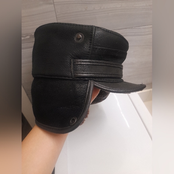 Mumcular - Mens Leather hat (XL) - Black - Vintage - Picture 3 of 11